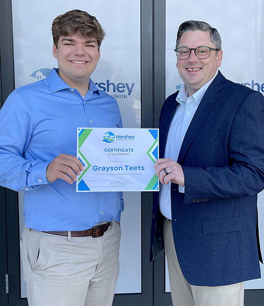 CEO Joseph Marchese with 2023 scholarship winner Grayson Teets.