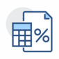 Financial calculator graphic with calculator and %